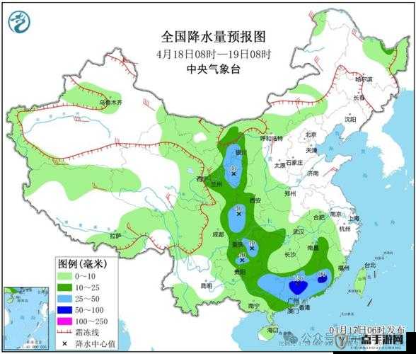 雨时降时停的多变天气状况